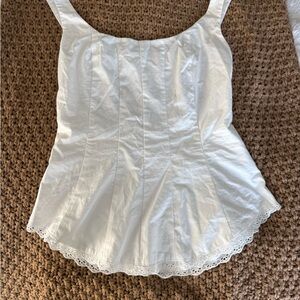 Cider Elegant White Lace Trimmed Women's Top